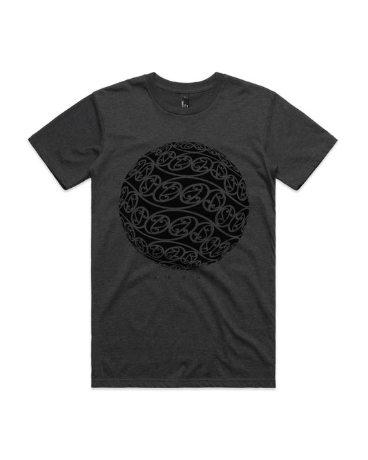 humbl Aroha t-shirt in Asphalt Marle, front flat lay