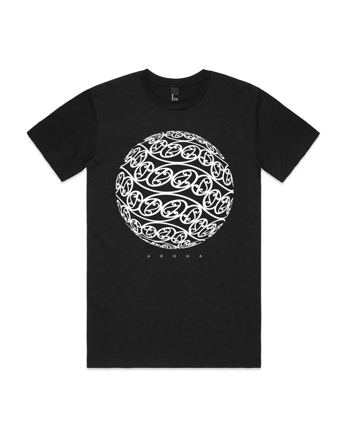 humbl Aroha t-shirt in Black Marle, front flat lay