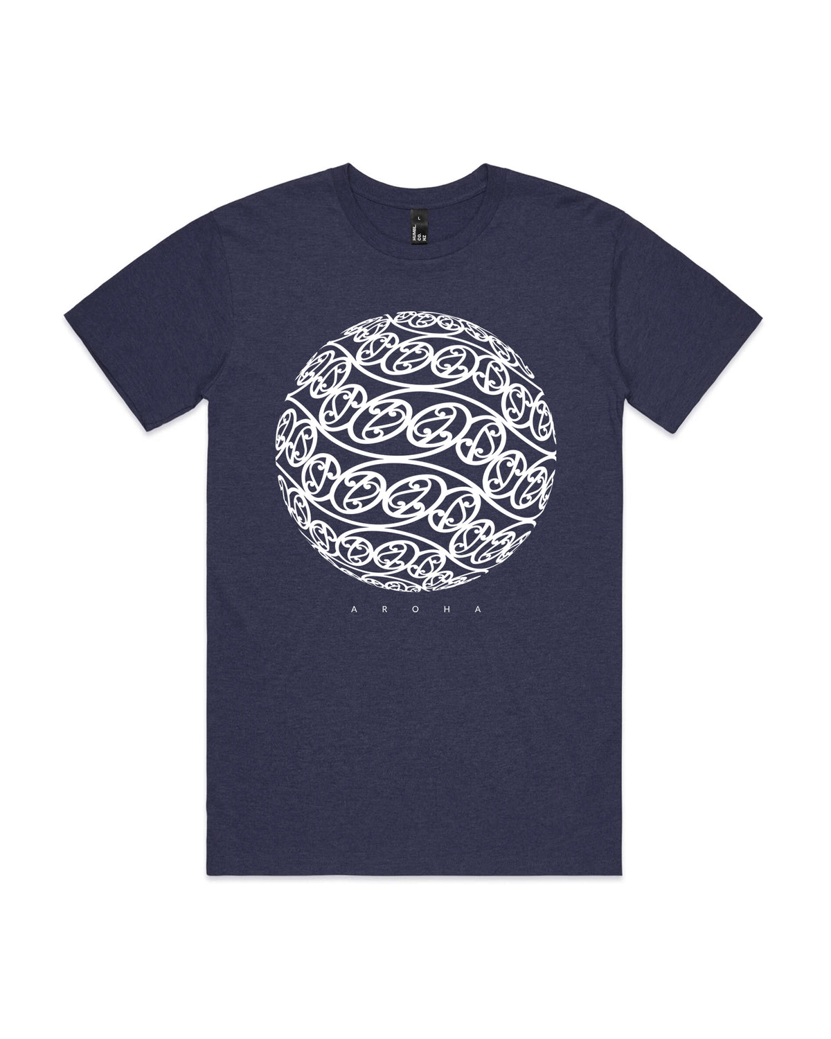 humbl Aroha t-shirt in Navy Marle, front flat lay