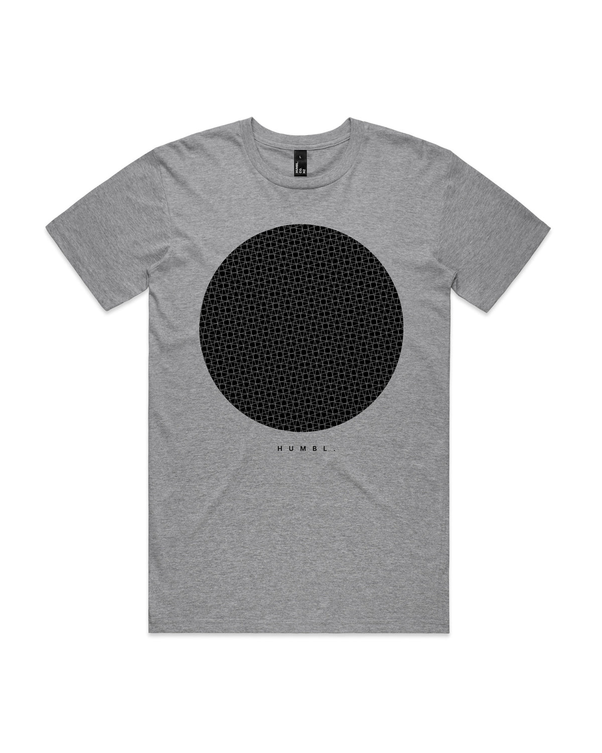 humbl disc t-shirt in Grey Marle, front flat lay