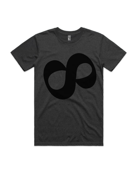 humbl mark t-shirt in Asphalt Marle, front flat lay